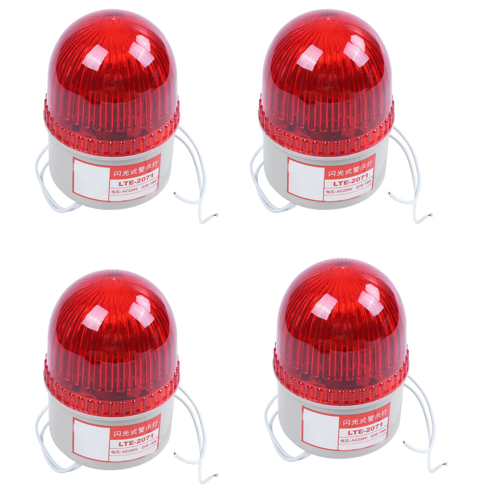 Jnchdghwa 4X AC 220V 15W Red Light Industrial Signal Tower Flash Warning Lamp