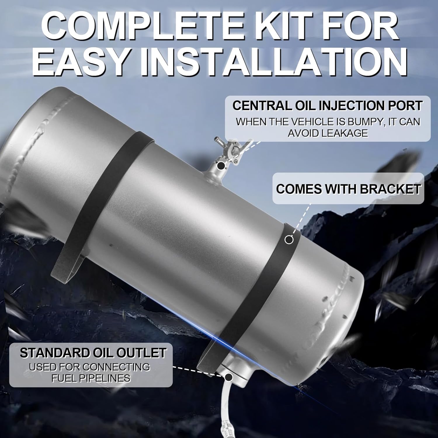 2 Gallon Minibike Gas Tank Fuel Tank Aluminum Cylinder 6 x 18" Center Fill minibike gas fuel tank For Golf Cart ,Motorcycle ,Dune Buggy ,mini bike ,go kart-Silver