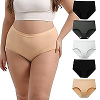 INNERSY Mutande Donna Taglie Forti Slip Cotone Vita Alta Elastiche Intimo Post Parto Pacco da 5 (EU 52)