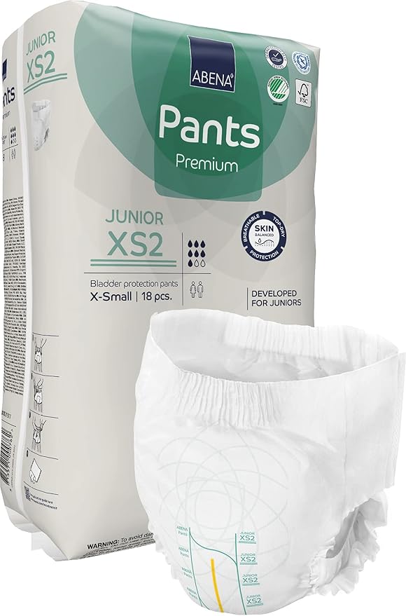 Abena Pants XS2 Junior Nappies, EcoFriendly Nappy Pants, Enhanced