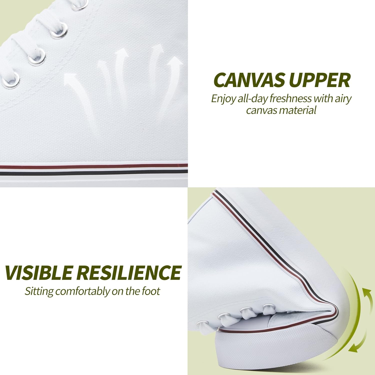 kufeiti Women's High Top Canvas Sneakers Canvas Shoes Lace up White Black Sneakers Casual Walking Shoes - Image 4