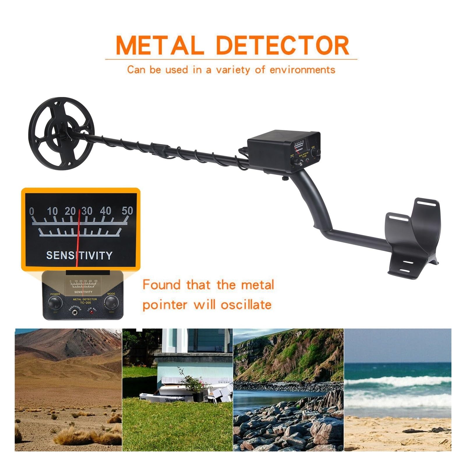 Détecteur de métaux, Détecteur de métaux détecteur Profondeur Souterrain traqueur réglable Chasseur trésor chercheur d'or localisation précise(Zwart)