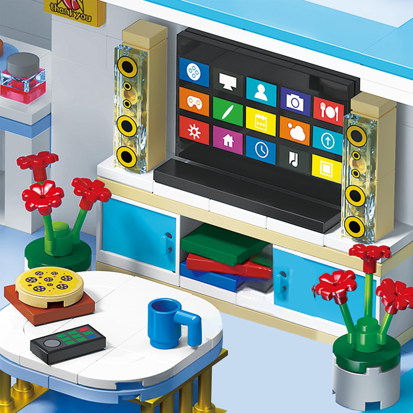Juguete de Bloques de Construcción, Kit Mini Bloques la Casa los Amigos, Juego Bloques Modulares la Casa Dibujos Animados, Regalo Juguete Educativo para Niños Adolescentes 8+, 1235 Piezas