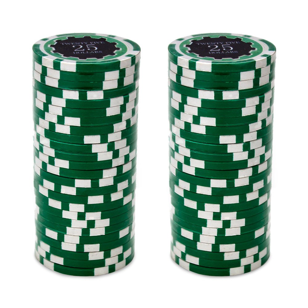 Brybelly 50 $25 Eclipse Clay kompozyt 14 gramów zielone żetony pokerowe