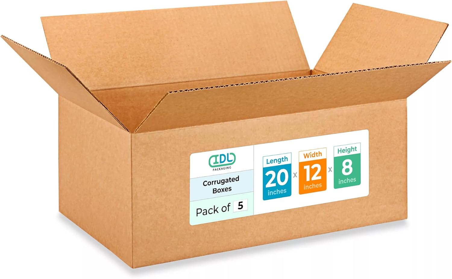 Large Shipping & Moving Boxes 20 x 12 x 8 inches (5-Pack) - Extra Strength 200 lb vs Regular - Corrugated Cardboard Boxes for USPS/UPS/FEDEX - Strong Large Box by IDL Packaging