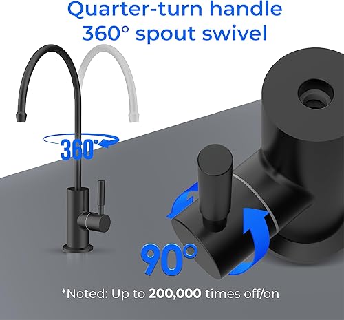 Miniatura 5 de Waterdrop Grifo de agua filtrada para fregadero de cocina, ósmosis inversa, acero inoxidable, negro