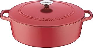 Cuisinart Chef's Classic Enameled Cast Iron Oval Covered Casserole (Peony Pink, 7- Quart)