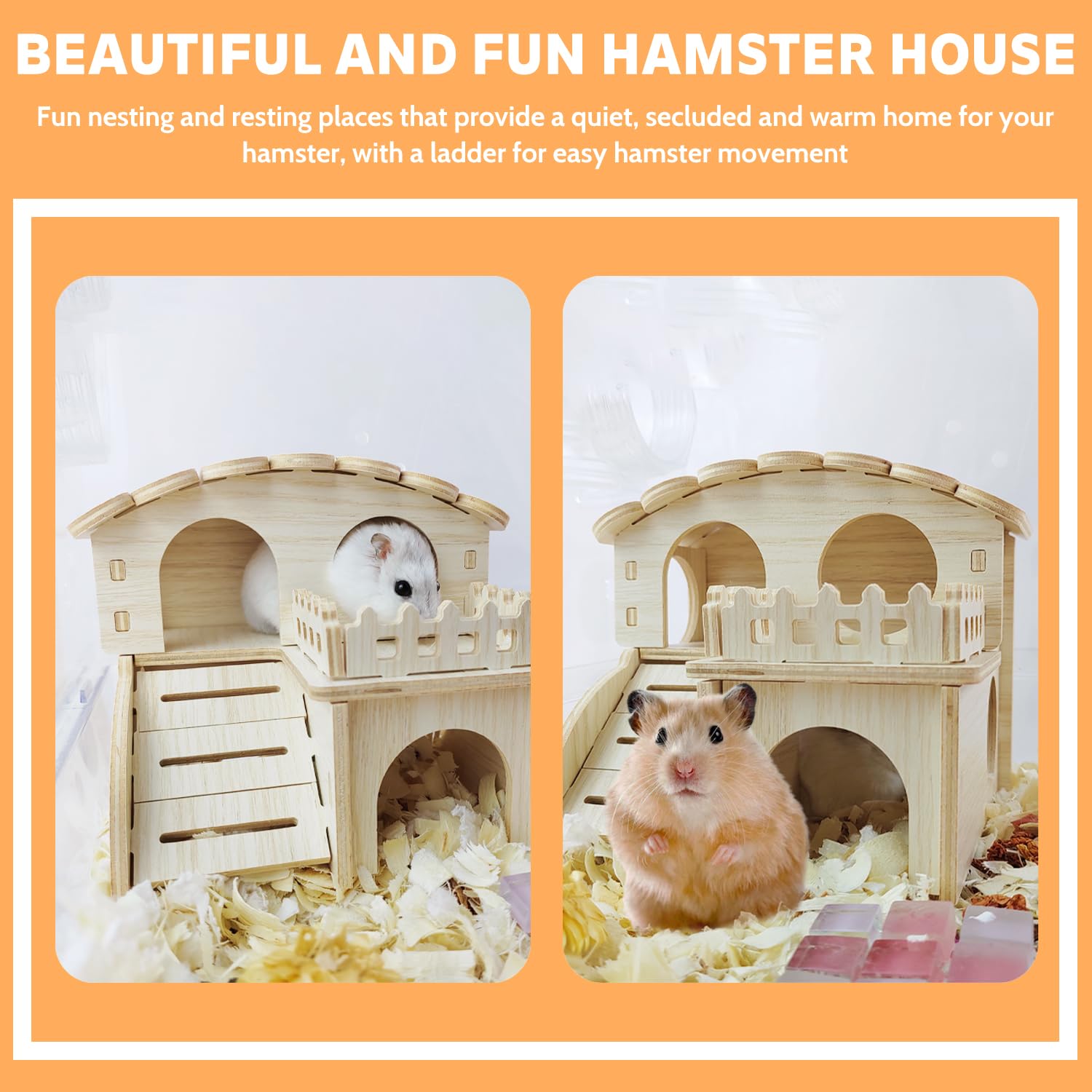 Hamster Hideout Tiny Hamster Maze Wood House Fun Slide House Double ...