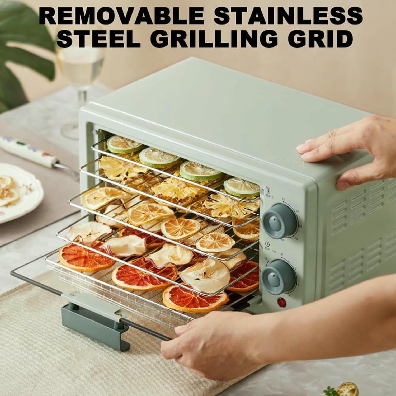 Small Electric Food Dehydrator, Multi Purpose Fruit Dehydrator, Adjustable Temperature 40 80°C, 5 Layer Removable Tray, 12 Hour Timer, Metal Household Dryer