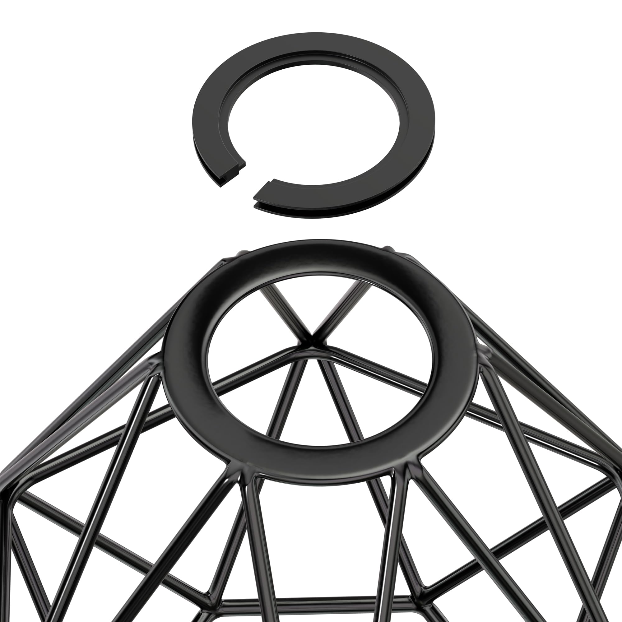 ledscom.de Abat-jour en forme de cage, 3 pièces, noir, E27 / E14, 160 mm de diamètre
