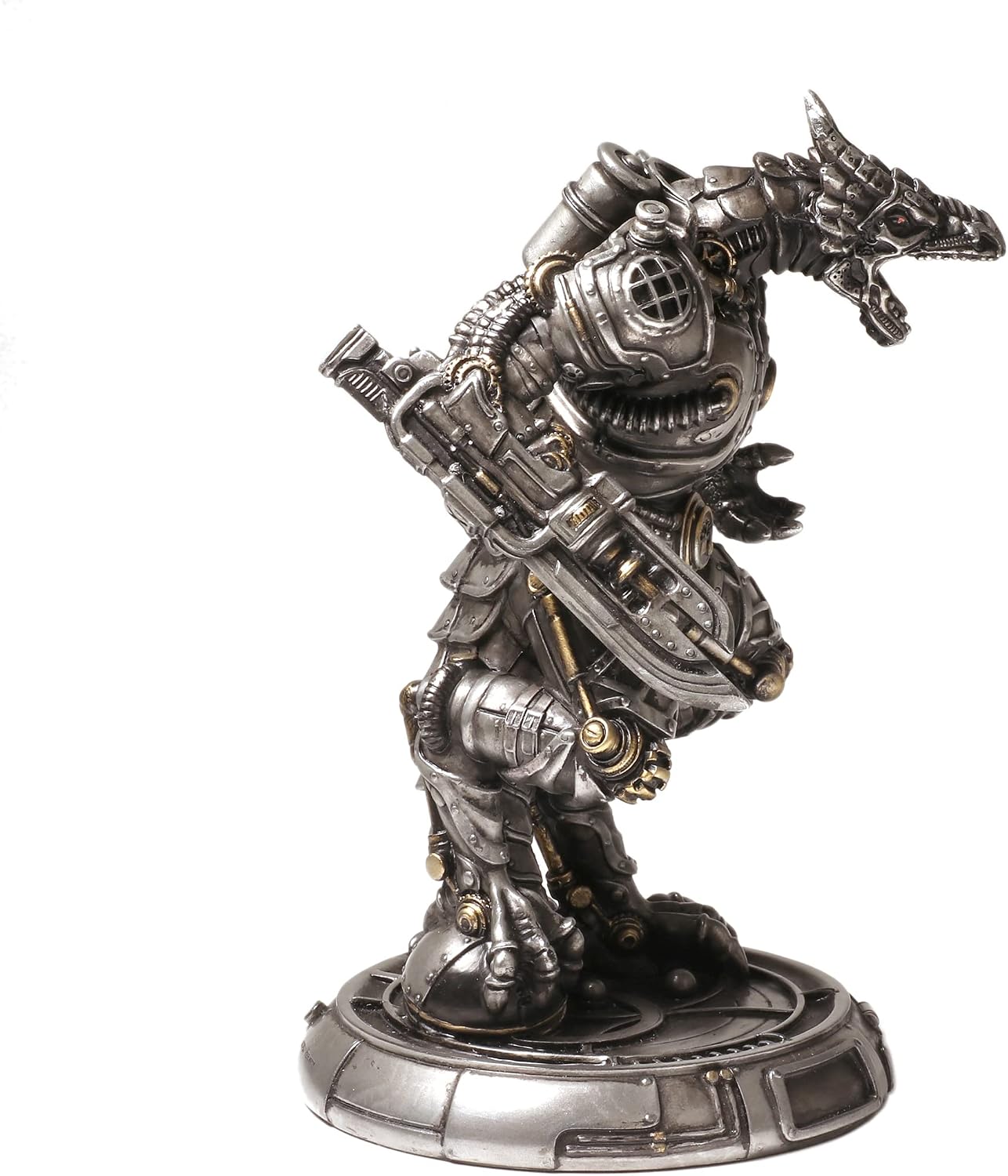 Steampunk Mechanoid Dragon Warrior Cold Cast Resin Metallic Finish Statue image 5