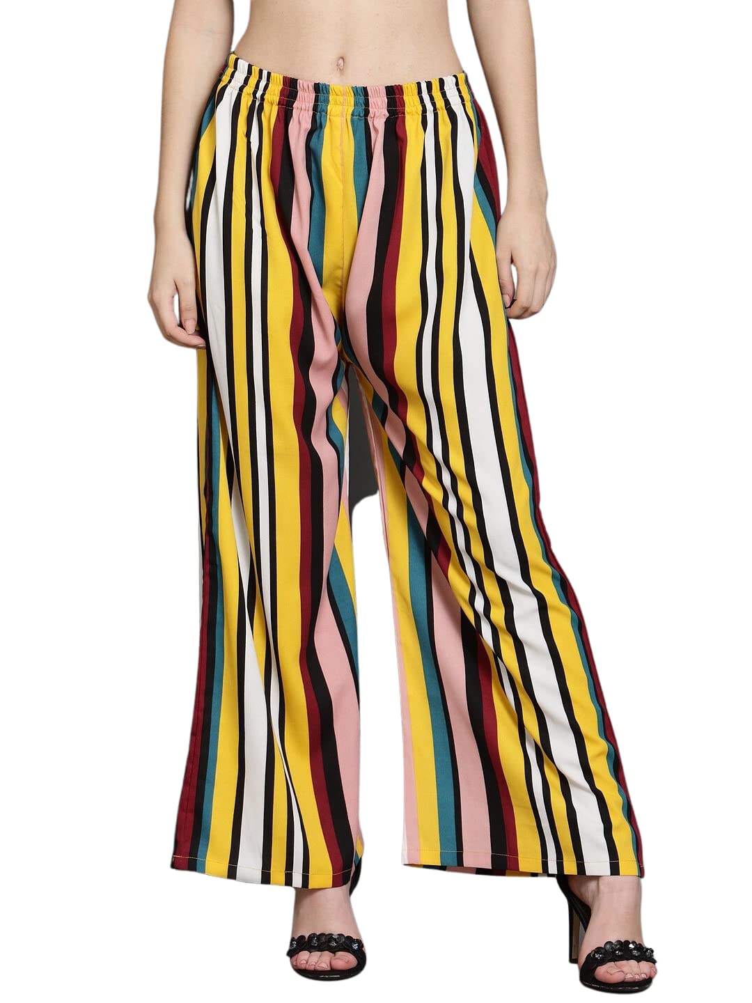 Women's Stretchy Wide Leg Lounge Printed Flared Palazzo Pants Multicolor, Size - XXL gifts for women-image-9