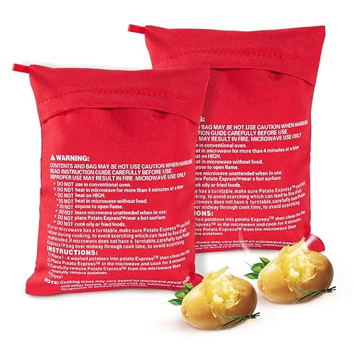 OBTANIM 2 Pack Microwave Potato Bag Reusable Baked Potato Pouch