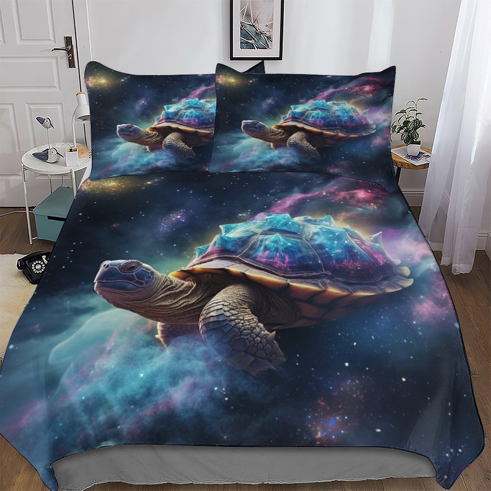 Turtle 3D Printed Duvet Cover Sets with Zipper Closure Comforter Cover 3 Piece Set Super Soft Cotton Quilt Cover with Pillowcase For Boys, Girls And Teenagers King (220x240cm)