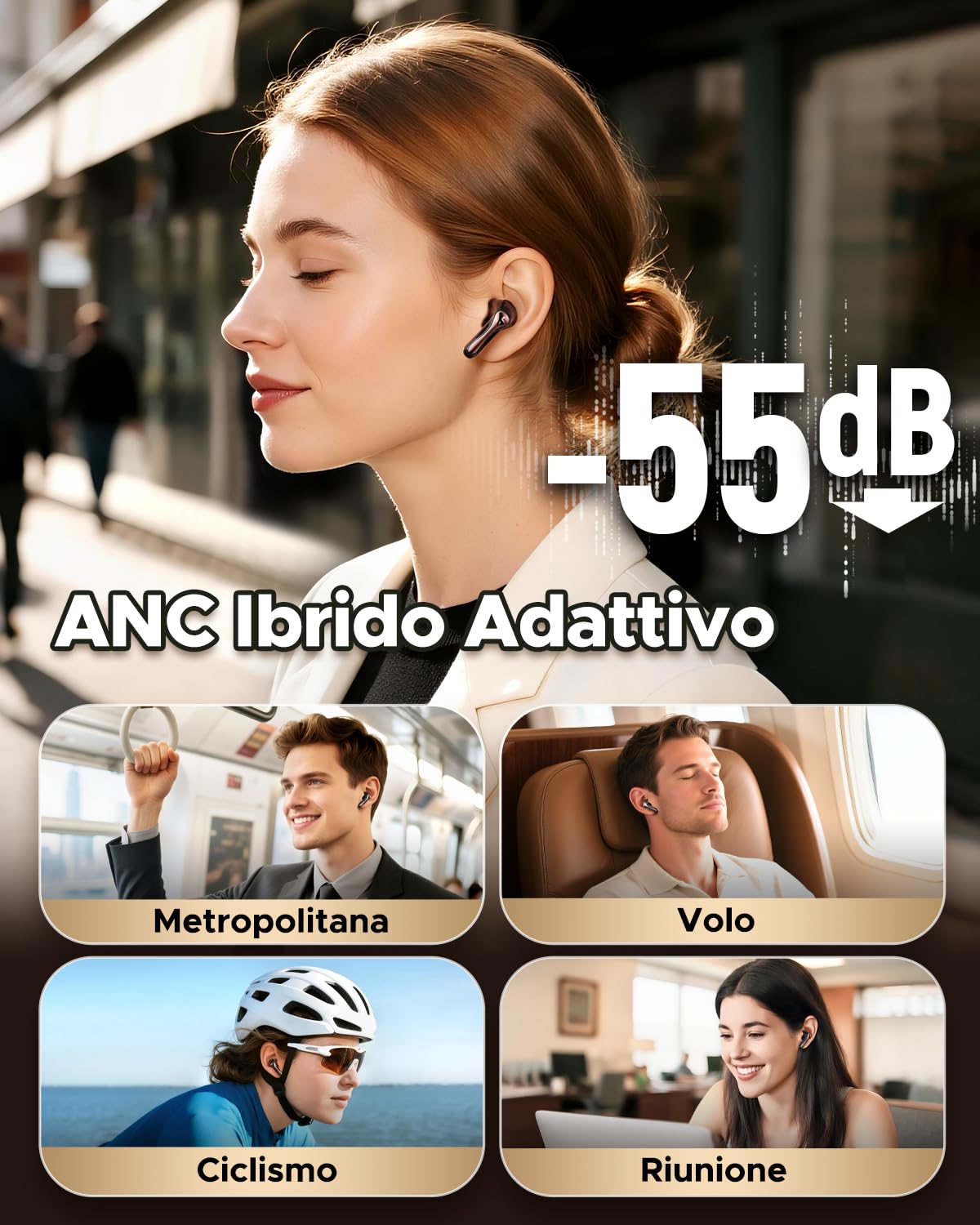 SoundPEATS Air5 Pro Cuffie Bluetooth 5.4 In-Ear, ANC Ibrido Fino a 55 dB, Hi-Res Audio LDAC aptX Lossless, 6 Microfoni cVc 8.0, 37 Ore Batteria Ricarica Rapida, Multipoint, IPX5, App
