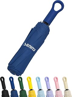 Seniny Umbrellas for Rain with Ring Buckle - Travel Umbrella Compact for Backpack, Car, Walking, Automatic UV Umbrella for Sun Protection, Small Portable & Folding Umbrellas for Windproof, Women Kids