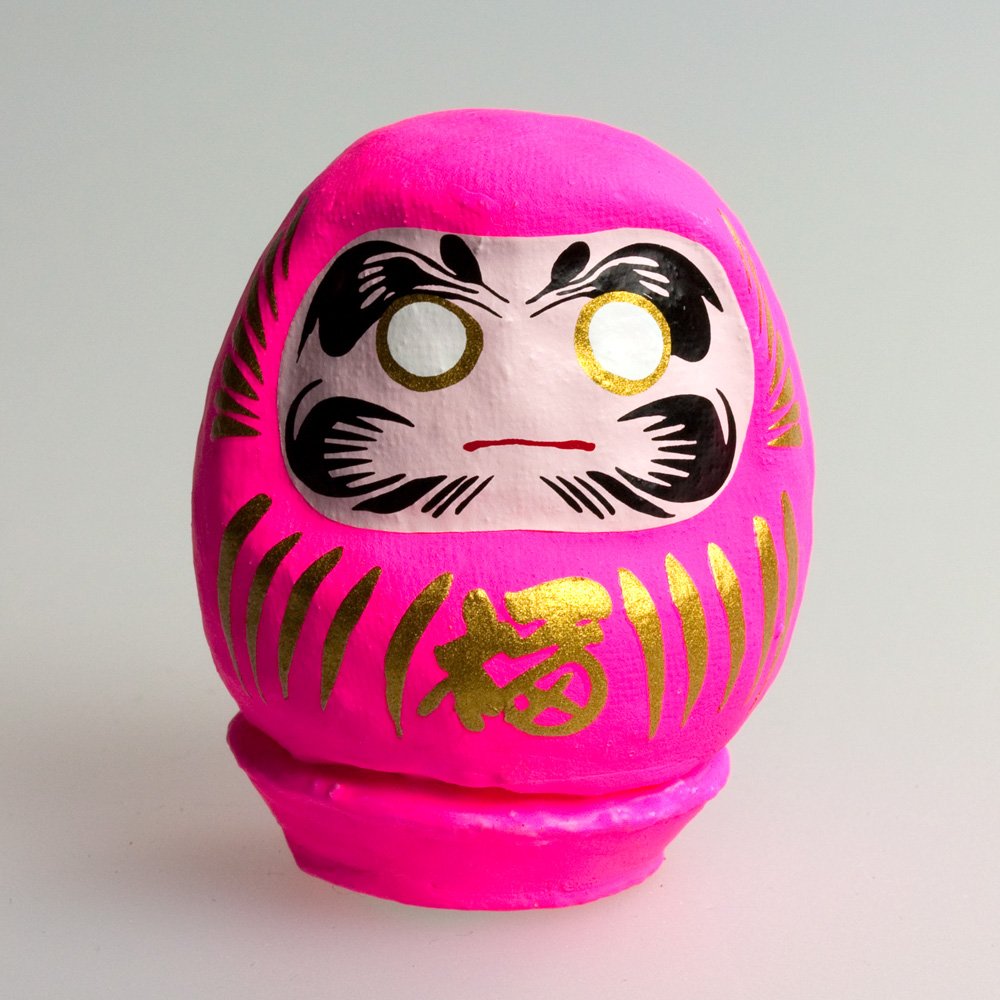 Tomizawa Daruma Set – 2 Figuren, Je 4,5 Cm, Aus Pappmaché, Pink & Violett