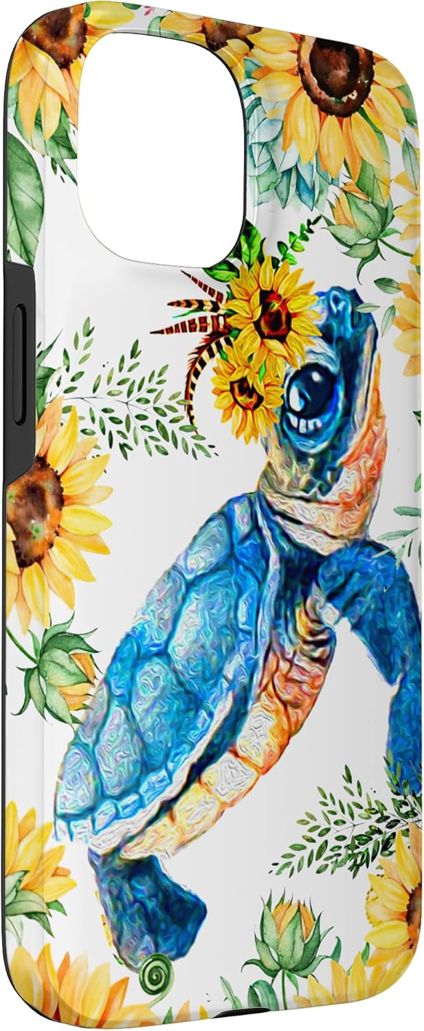 iPhone 15 Turtle Sunflower Case