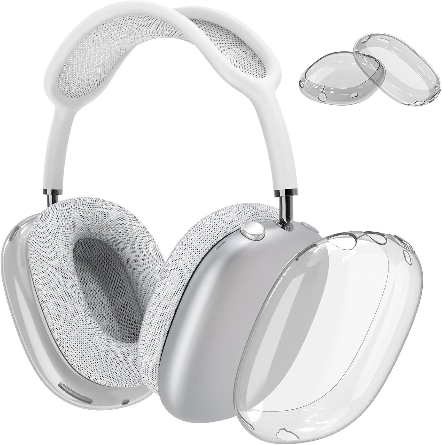Case Cover for AirPods Max Headphones, Clear Soft TPU Skin Ear Cup Cover for AirPods Max, Anti-Scratch Transparent Accessories Protector for Apple AirPods Max (2024/2020), Clear