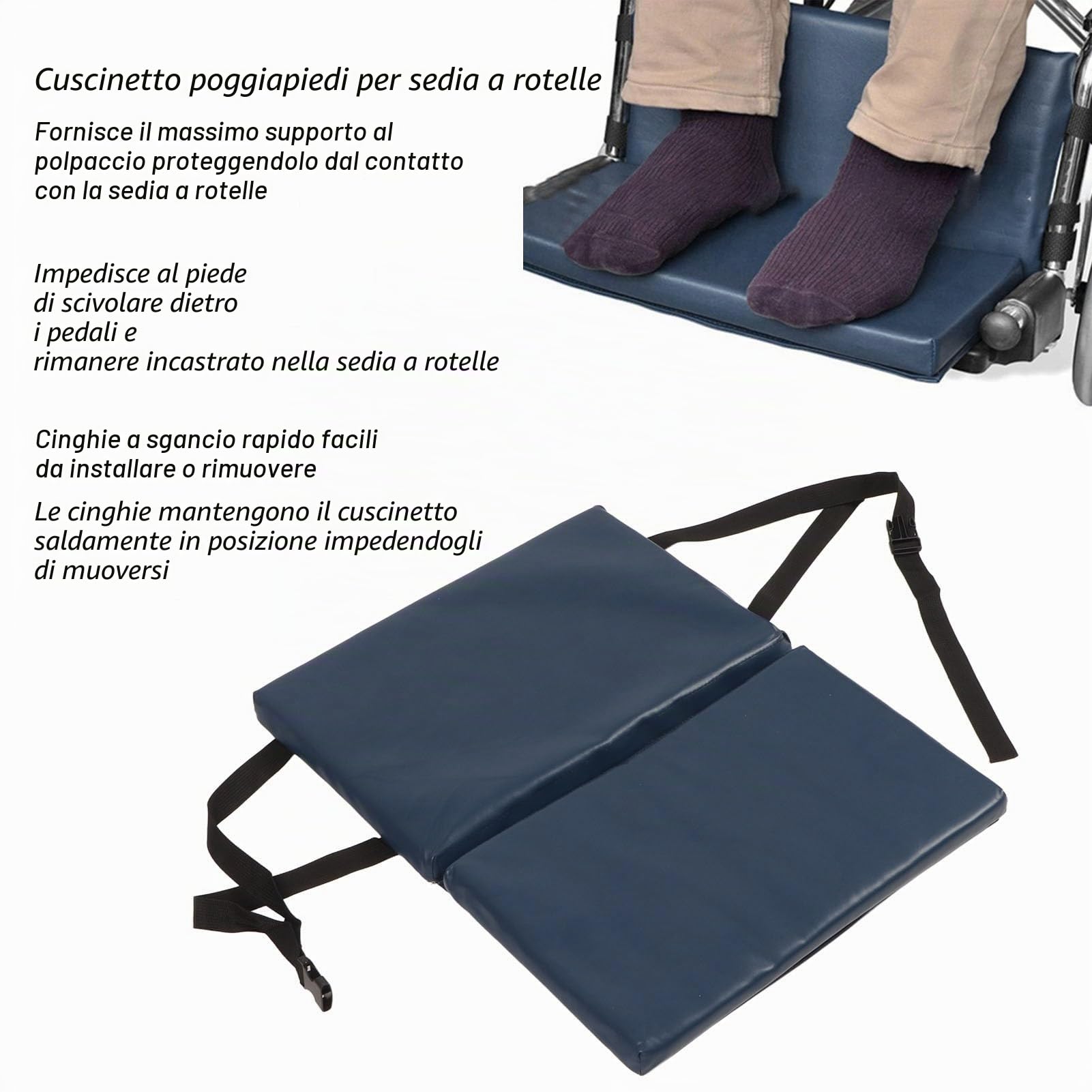 Prolunga poggiapiedi per sedia a rotelle, Proteggi poggiapiedi per sedia a rotelle Cuscino elevabile Protezione per cuscino per gambe per sedia a rotelle con cinghia a sgancio rapido per Disabili