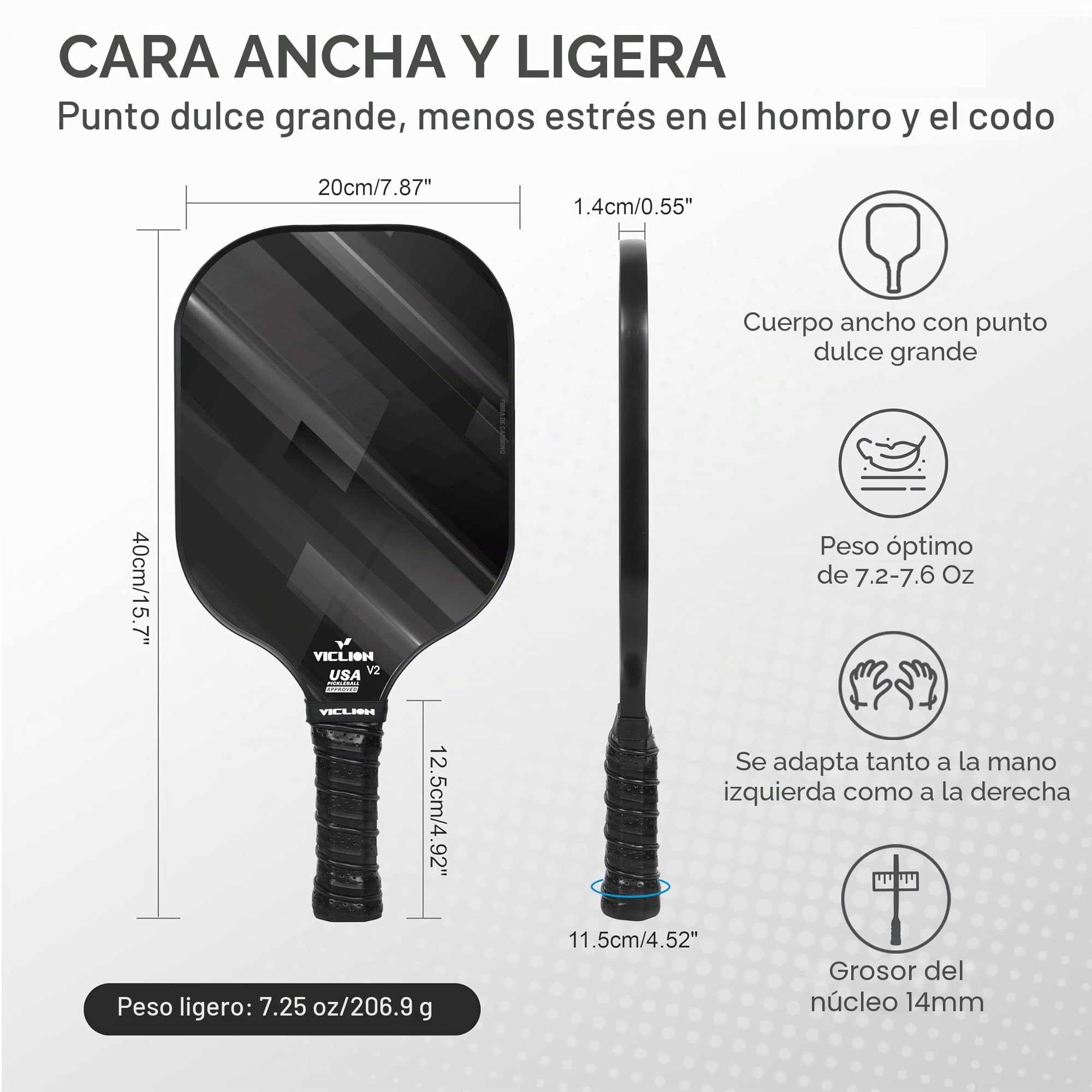 Pickleball Paddles, Juego de 2 Palas de Pickleball de Fibra de Carbono aprobadas por la USAPA, Incluye 4 Pelotas y 1 Bolsa, Raquetas Ligeras para Principiantes
