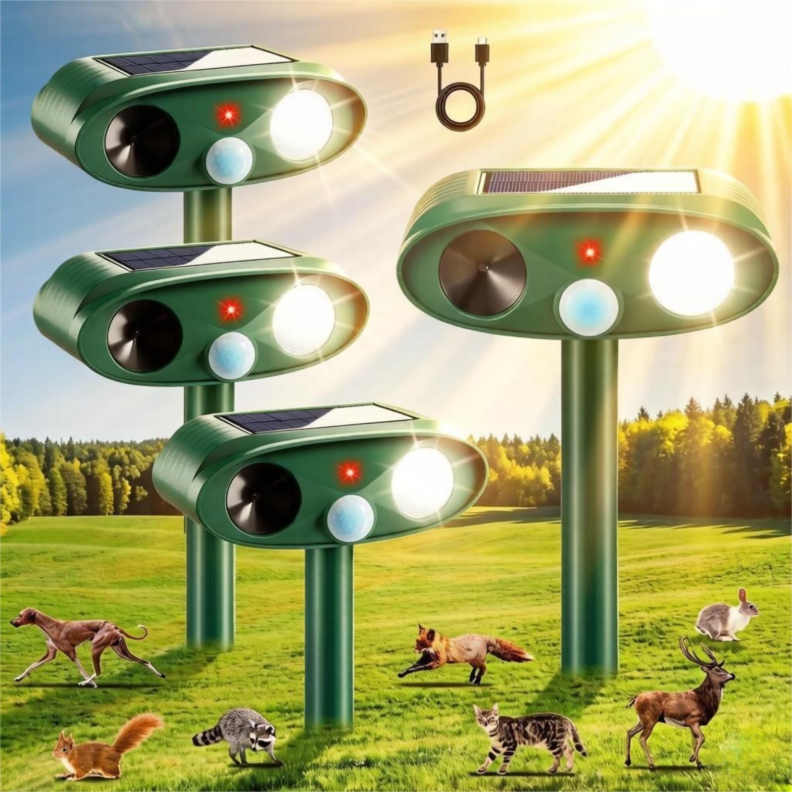 Photo 1 of 2026 Sonic Fortress Pro Deer Repellent,Solar Ultrasonic Animal Repellent Outdoor,Squirrel Racoon Fortress Pro Deer Deterrent Waterproof Motion Sensor Animal Repeller for Cat Dog Rabbit Skunk Fox Yard