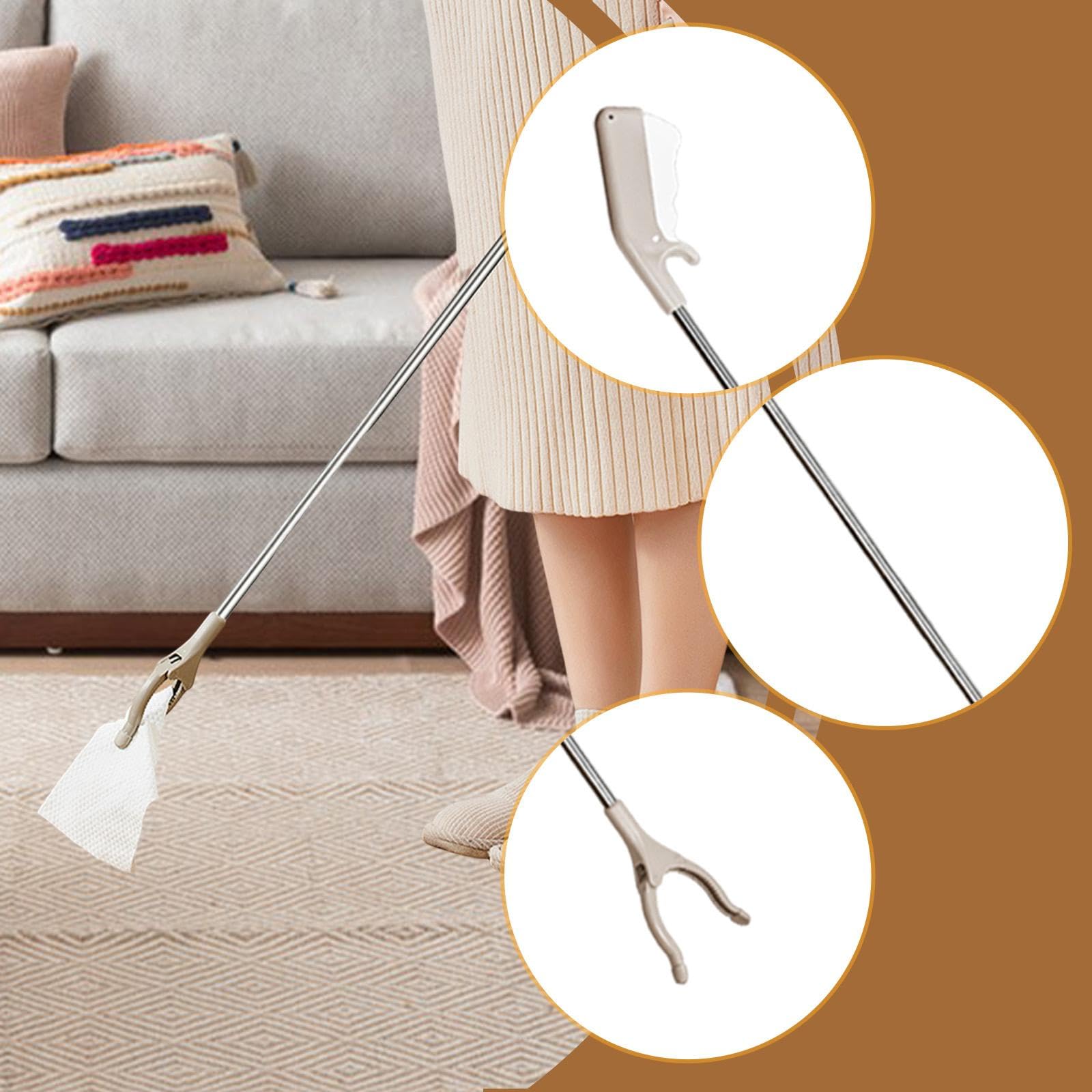 F Fityle Recolector de Basura Pinza de Alcance Largo Herramienta de Recogida Ergonómica Gancho para Ropa Cualquier Espacio con Gancho para Colgar Hecho, 80cm