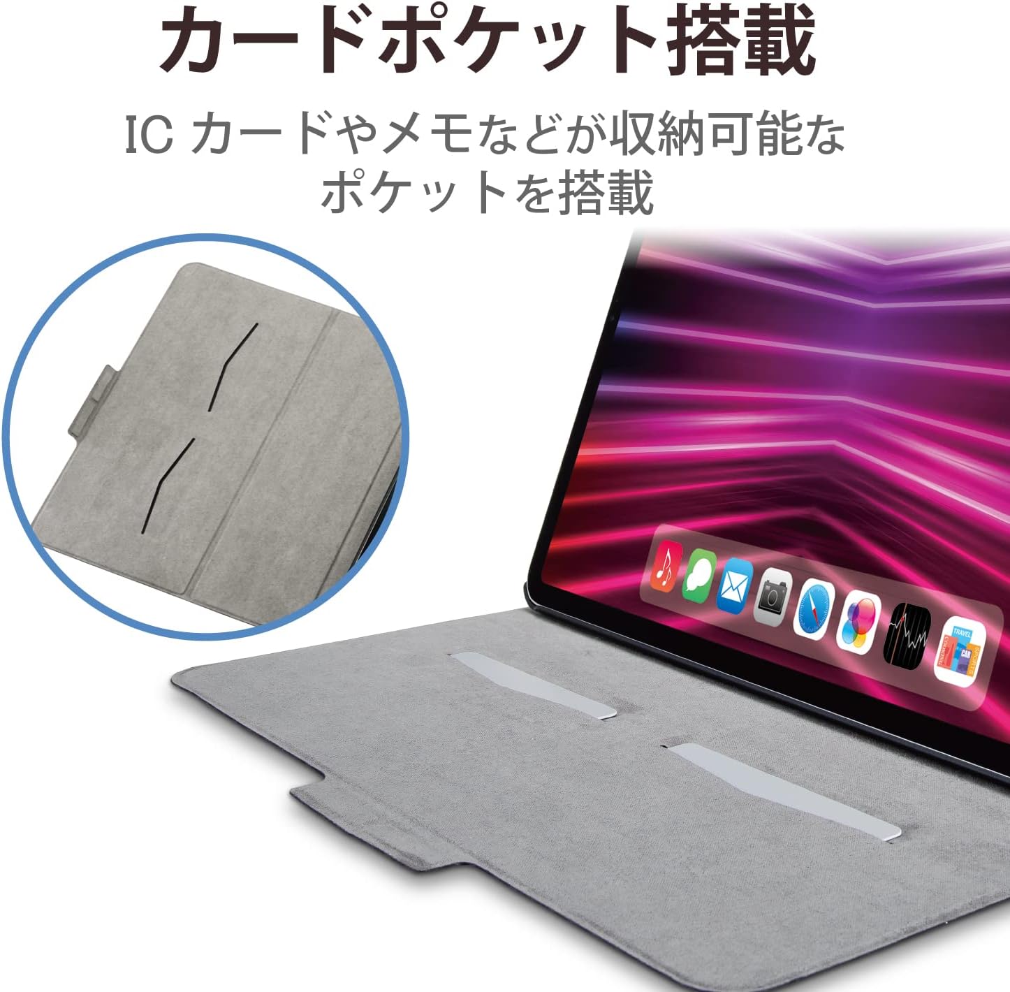 Elecom TB-A22PLWVFUBK Case for iPad Pro 12.9-Inch (6th Generation (2022), Flap Case, Free Angle, Soft Leather Material, Auto Sleep/Wake, Black