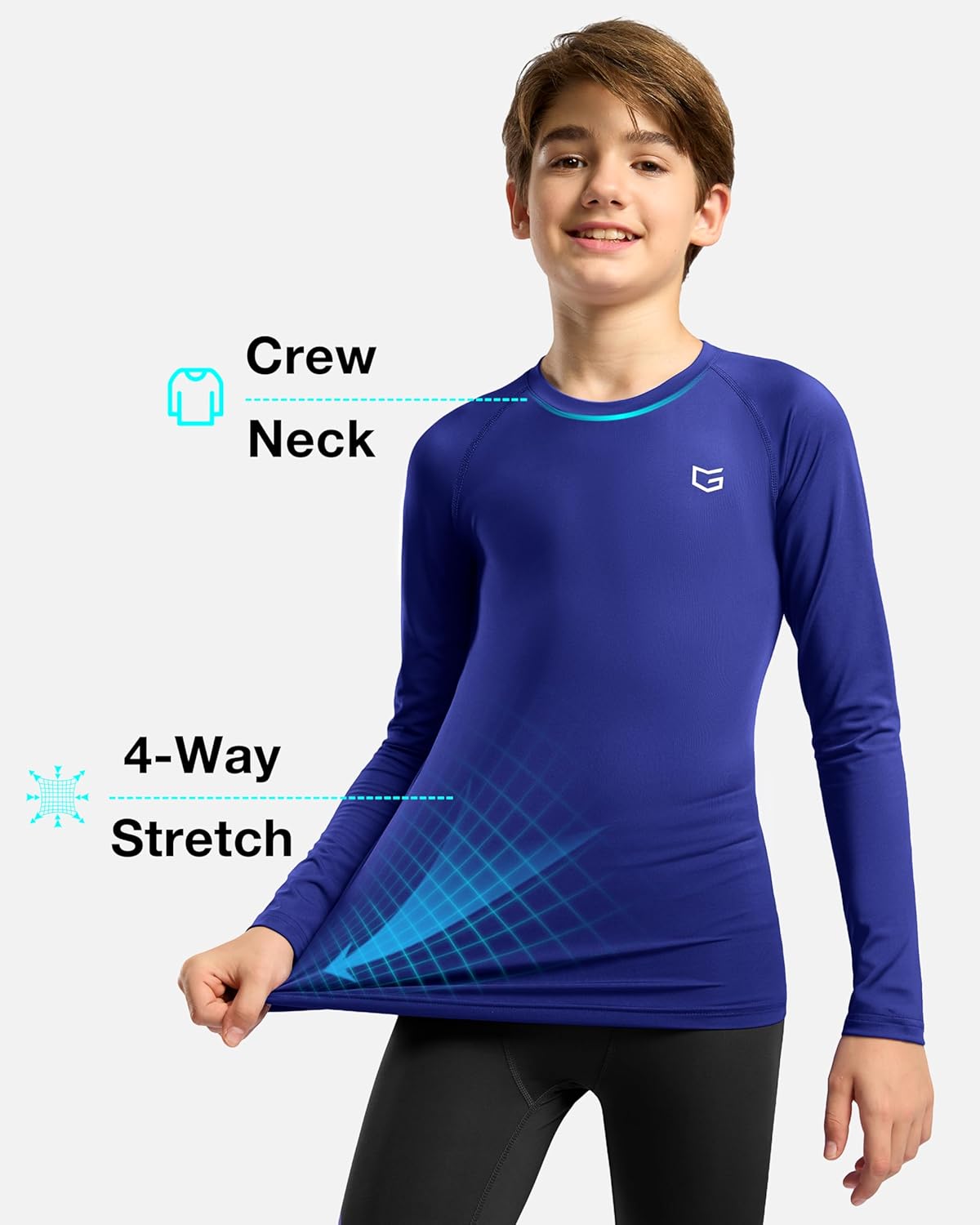 G Gradual Boys Youth Compression Shirt Long Sleeve Football Baseball Undershirt Quick Dry Sports Base Layer for Boy - Image 5