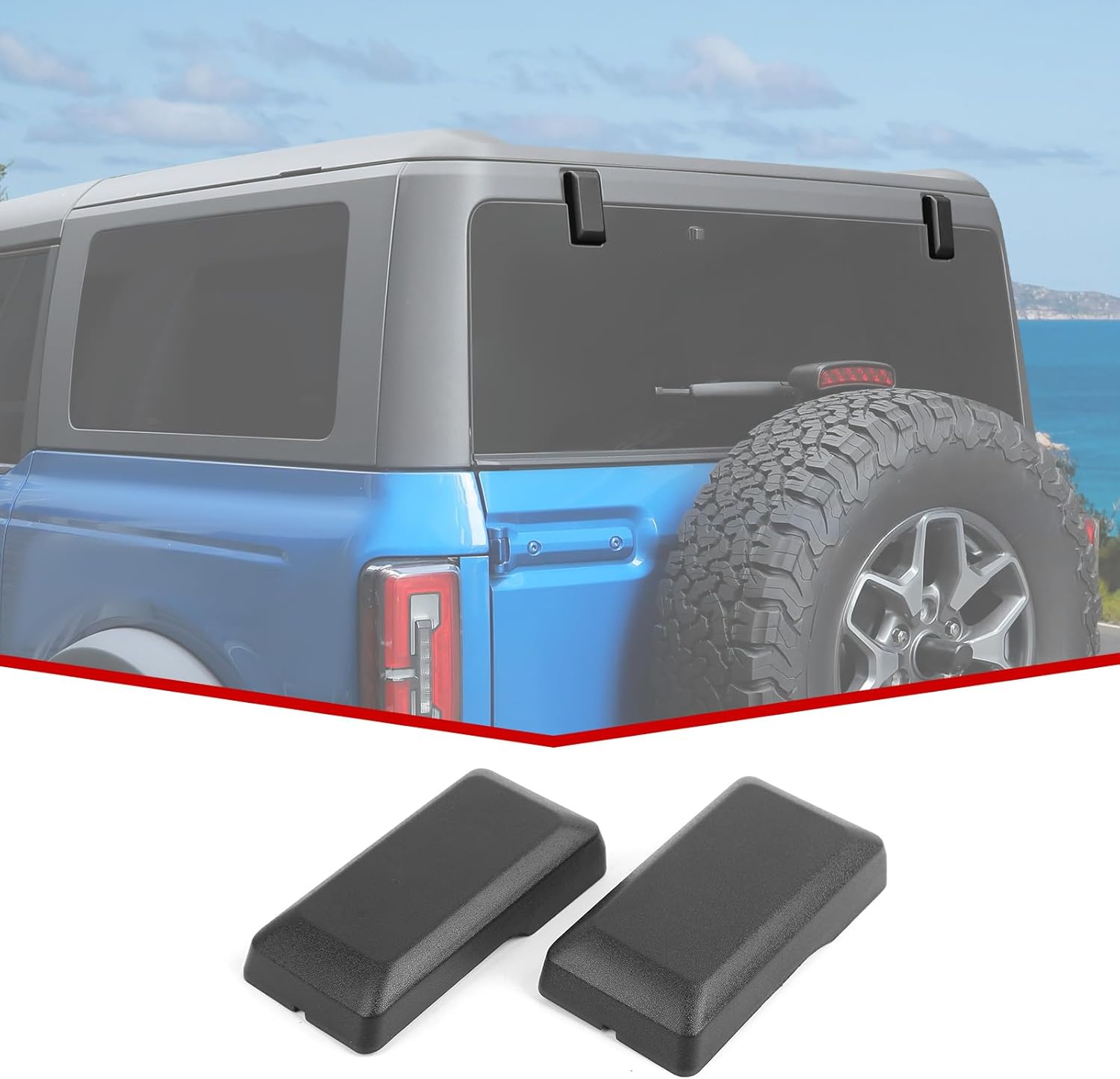 JeCar Rear Window Hinge Liftgate Glass Hinge Cover Original Accessories Compatible with Ford Bronco 2021-2026, Black (Not for Bronco Sport)