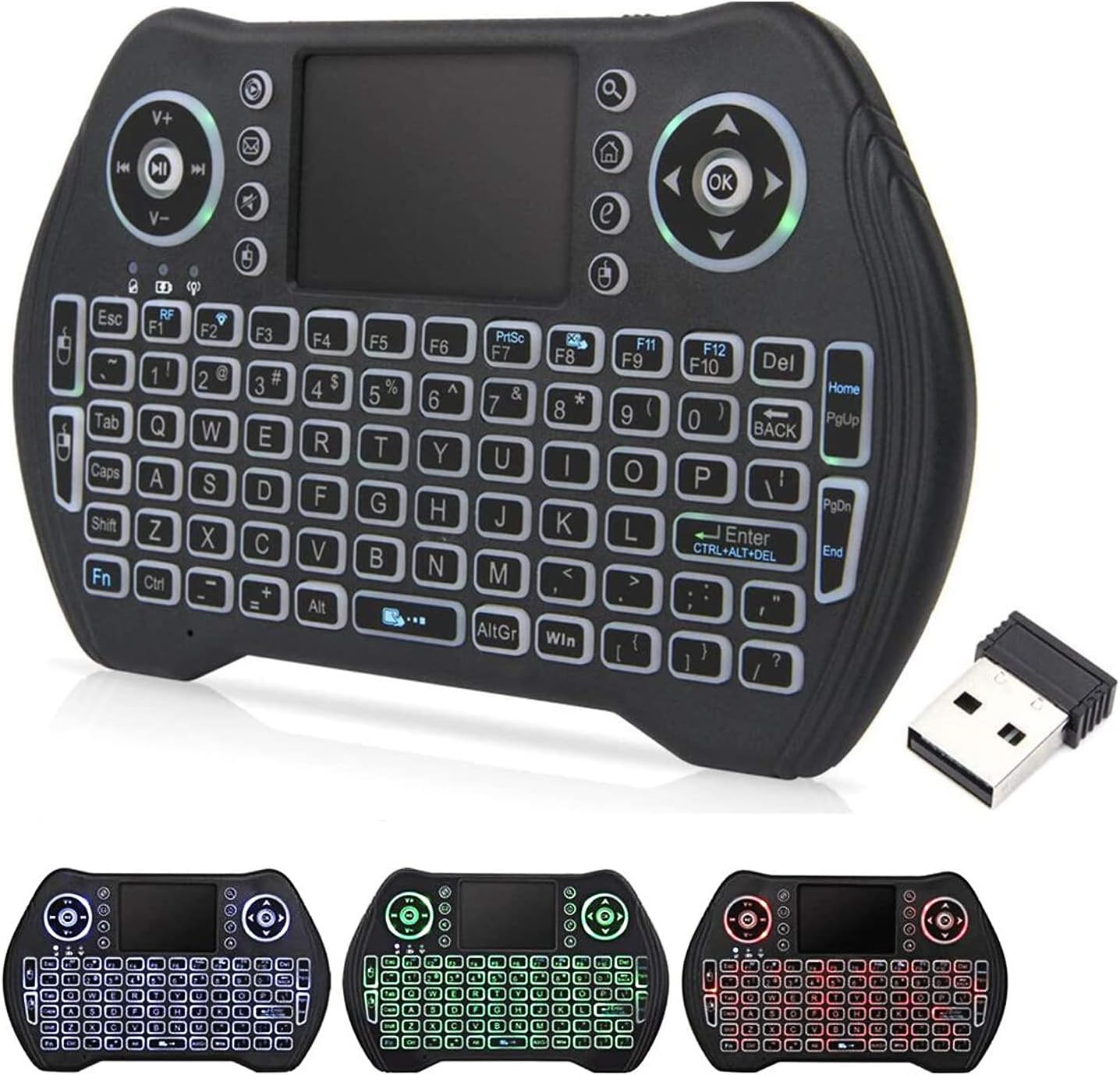 Mini Keyboard, Smart Wireless keyboard Backlit With Touchpad Mouse Combo and Multimedia Keys 2.4G Mini Keyboard Handheld Remote Control for Android TV Box,HTPC,Project,PS4,Windows PC,Smart TV,Tablet