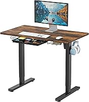 Vista 80 de SHW - Escritorio de pie eléctrico de altura regulable con memoria - 48 x 24 pulgadas, marrón rústico