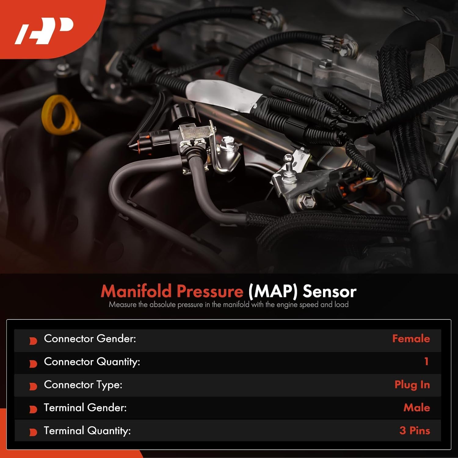 A-Premium Manifold Pressure MAP Sensor Compatible with 92-96 Jeep Dodge Models - Grand Cherokee Wagoneer Dodge Ram 1500 2500 3500 4000 Ramcharger Viper Dakota B150 B250 D150-2.5L 3.9L 5.2L 5.9L 8.0L