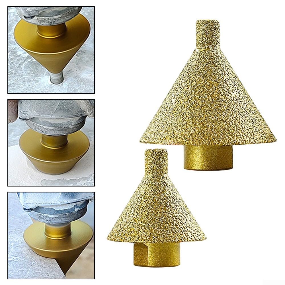 Muela de Pulido, Brocas de Avellanado de Chaflán de Diamante Muela Abrasiva Tallada en Cono 2 Piezas Rosca M10 Acabado de Alta Gama para Azulejos de Porcelana de Cerámica de Vidrio