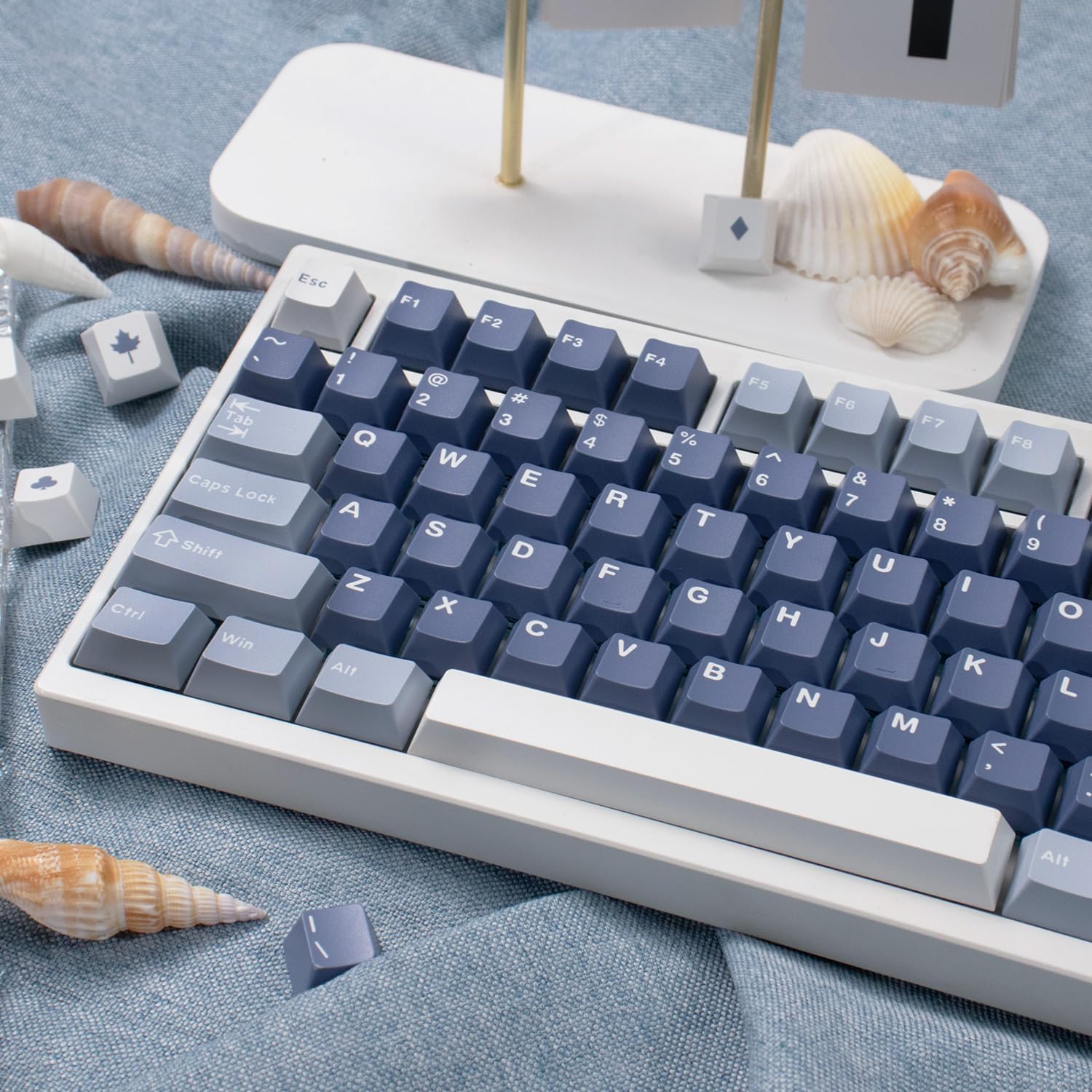 Sumgsn 163 Keys Doubleshot Keycaps Set Cherry Profile Fishing Key caps with 7u Spacebar Fit for 61/64/87/104/108 Cherry Mx Switches Alice Keyboard Mechanical Keyboards