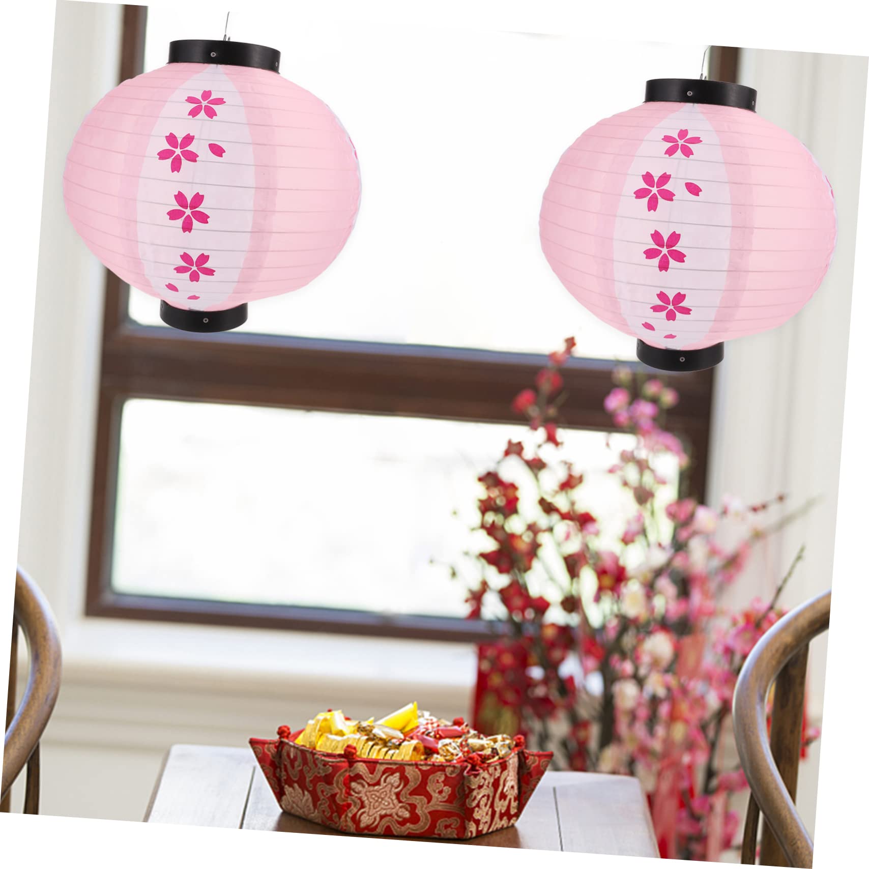 Lanternes Japonaises Suspendues Avec Motif Fleurs De Cerisier