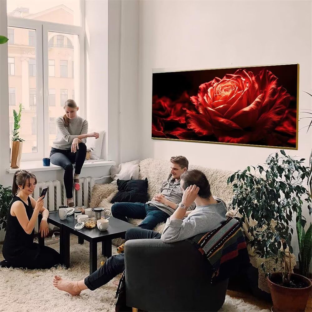 Malen Nach Zahlen Erwachsene xxl, Paint by Numbers Malen Nach Zahlen Rose Blumen, DIY Geschenk Art mit Pinseln und Acrylfarben Handgemalt Ölgemälde Leinwand für Home Décor, Ohne Rahmen 80x160cm W-37