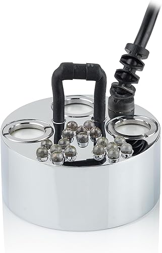 Miniatura 10 de Alpine Corporation Super Pond Fogger con anillo flotante y luces LED accesorio de decoración al aire libre plateado