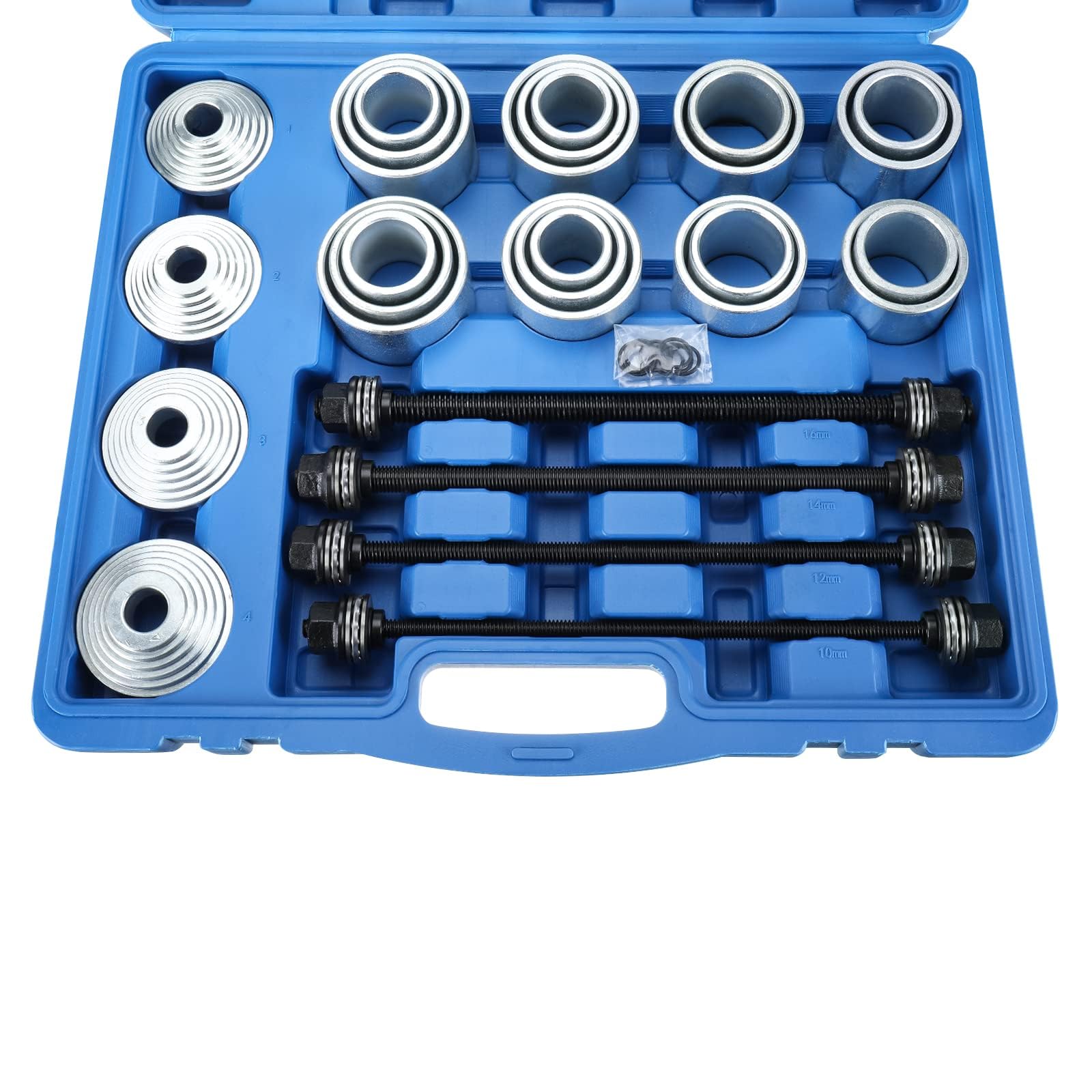 FreeTec Juego de rodamientos silenciosos de 28 piezas, extractor de cojinetes de rueda, herramienta de manguitos de presión, extractor de cojinetes silenciosos con maletín de almacenamiento, extractor