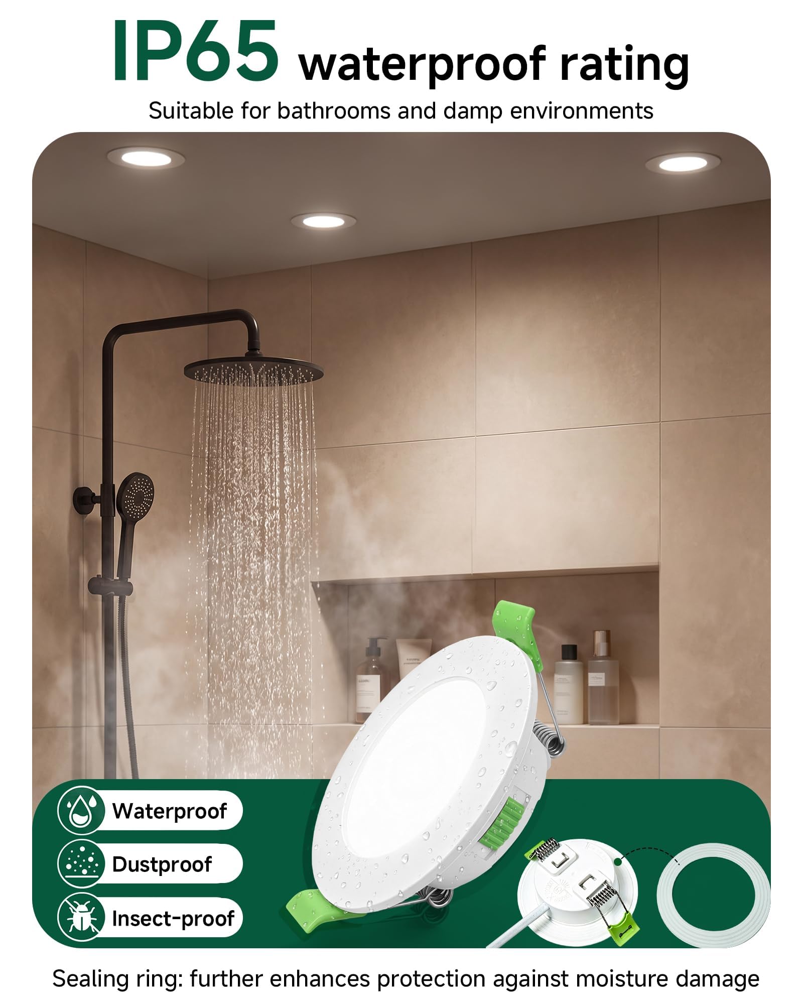 Spot LED Encastrable 7W 670LM IP65 Ø66-75mm Dimmable 6 Blanc