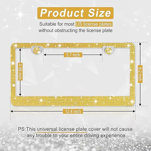 Vista 54 de Amiss Marco de matrícula brillante para mujer, 2 unidades de diamantes de imitación hechos a mano de cristal de acero inoxidable de alta calidad