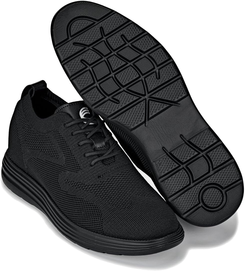 CALTO Men's Invisible Height Increasing Elevator Shoes - Black/Black Sole Ultra Light-Weight Lace-up Knitted Sporty Walker - 2.8 Inches Taller - X2631 - Size 9 D(M) US - Image 7