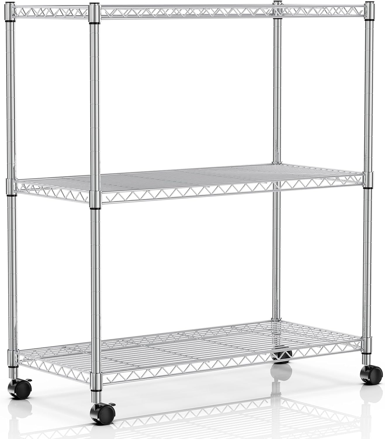 Simple Deluxe 3-Tier Storage Shelves, 750 Lbs Loading Capacity, 24.02" W x 13.78" D x 29.92" H Shelving Unit for Pantry, Garage and Kitchen, Chrome Chrome 3-Tier, 24"W x 14"D x 30"H