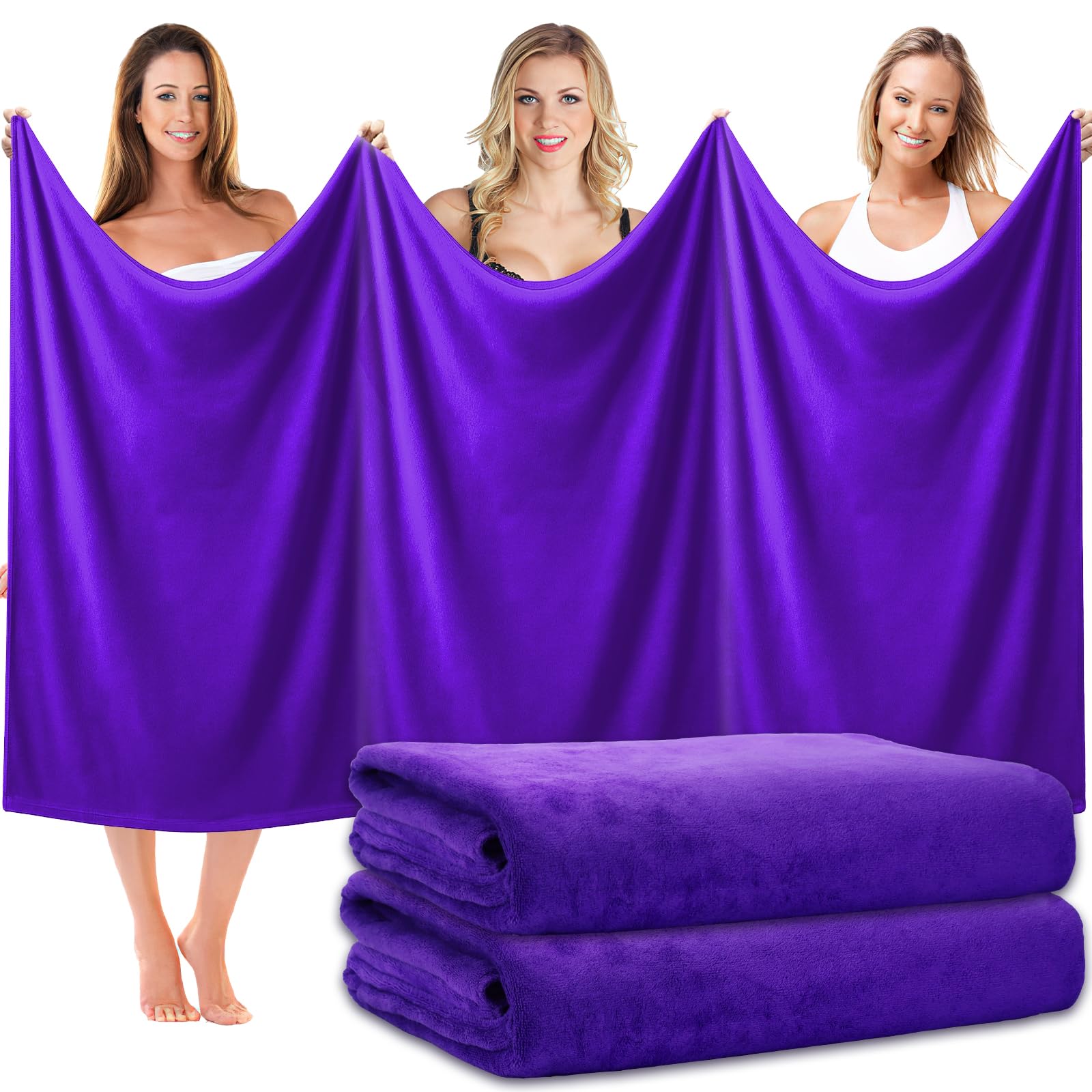2 Pack Extra Large Microfiber Bath Towels, 100 x 200 cm Oversized Towel