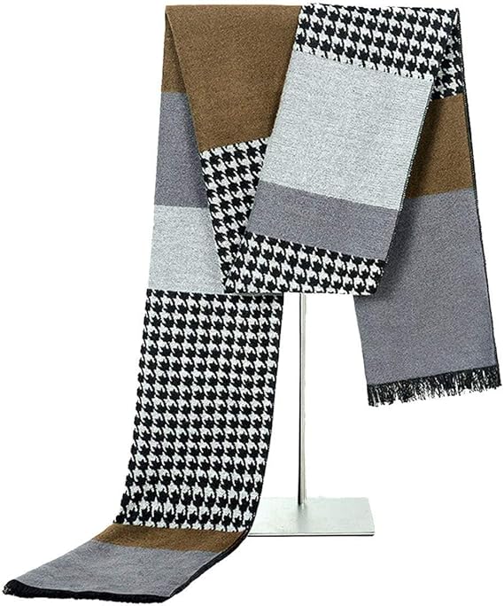 Men'S Winter Scarf Houndstooth Viscose Scarves Men Comfortable Sizes
