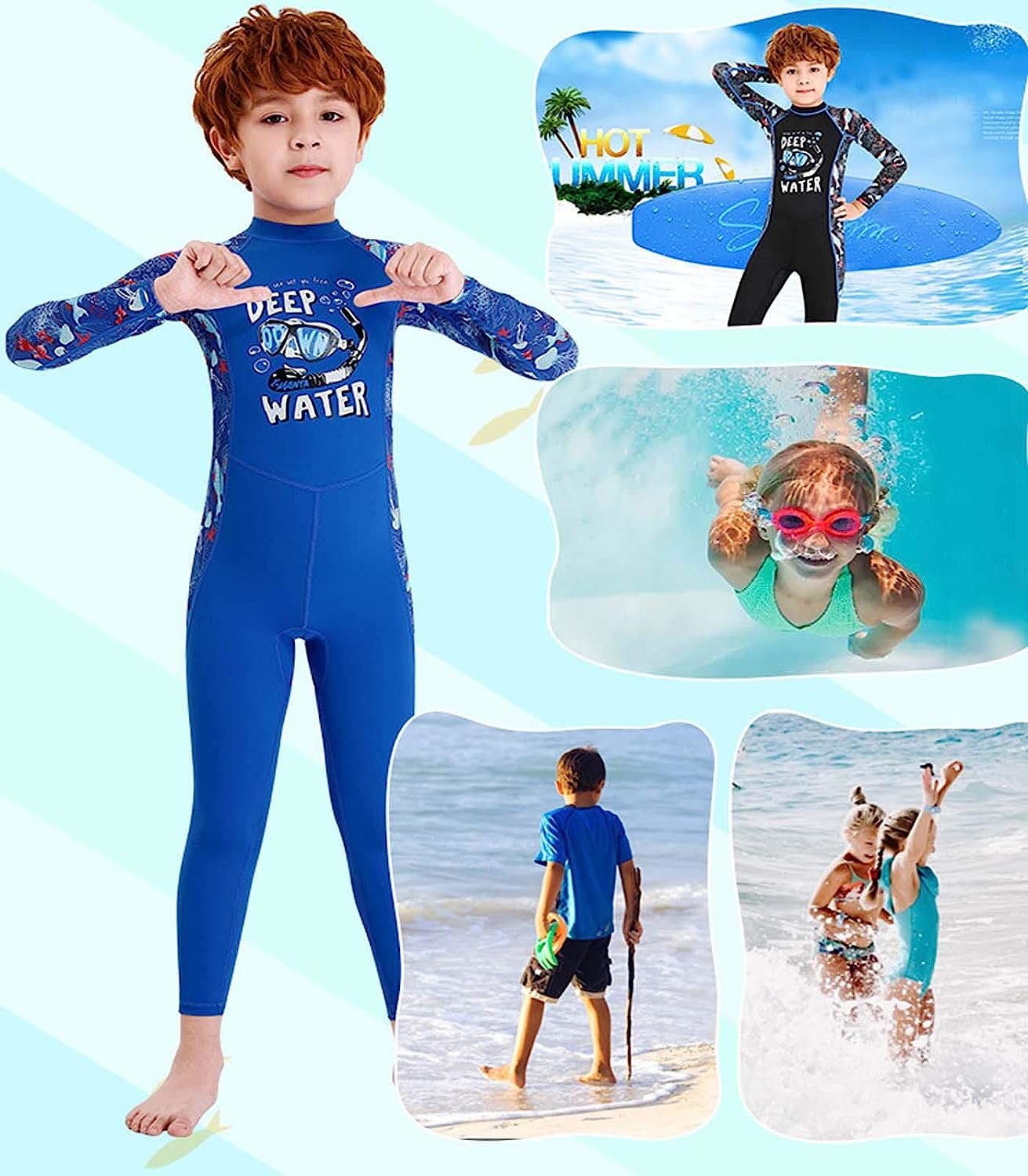 Combinaison de plongée pour enfants pour garçons et filles, maillot de bain d'hiver une pièce ultra extensible combinaisons de plongée combinaisons complètes pour plongée sous-marine, surf, plong