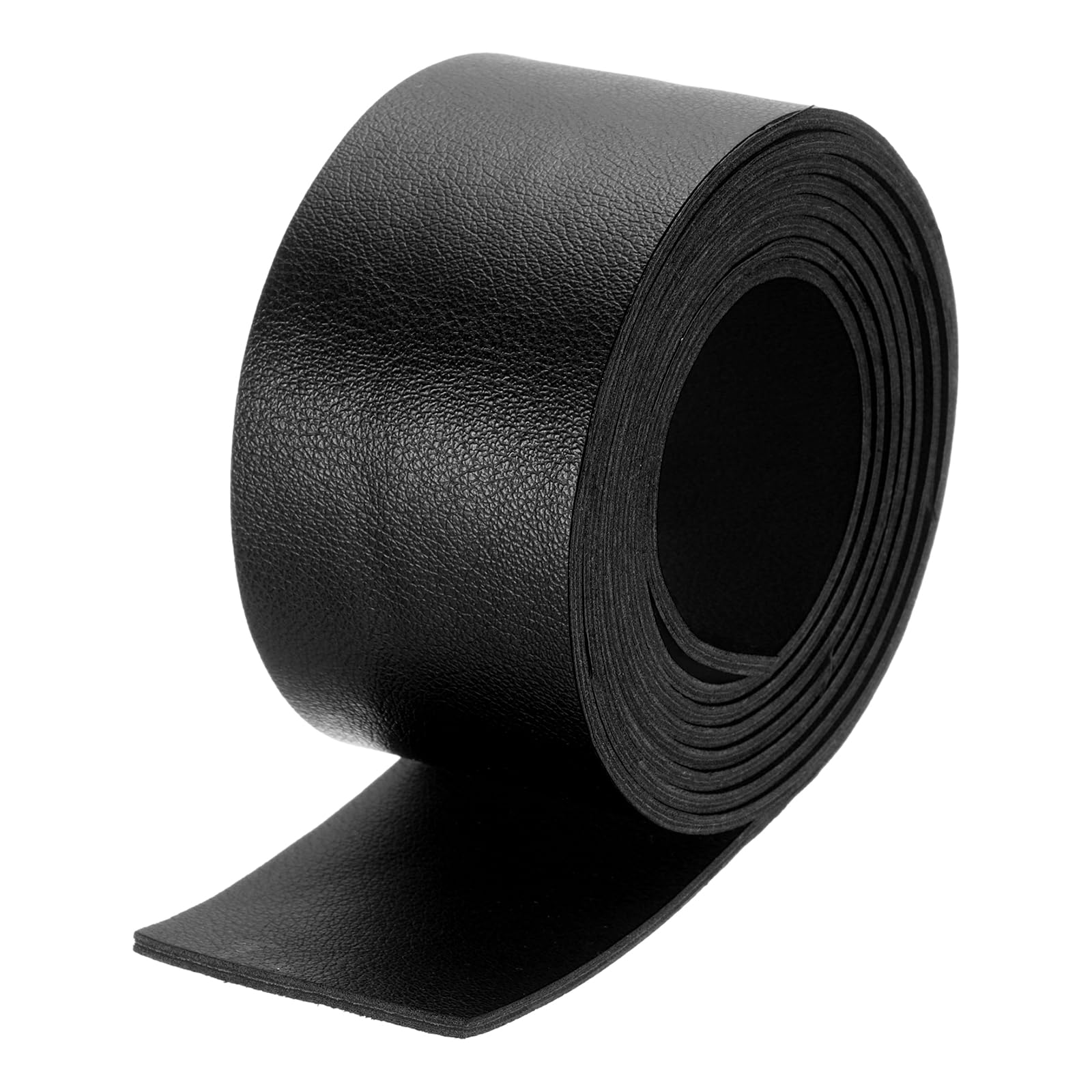DMiotech 1 Pack Double Sided 2 Inch x 2 Yard Faux Leather Strip Furniture Cover Fabric Skin Black PU Leather Roll for Handmade DIY Craft Projects