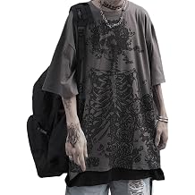 Women Men Y2K Skeleton T Shirt Gothic Skull Graphic Tee Oversized Punk Grunge Short Sleeve Top Streetwear Emo Alt Clothes