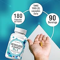 Vista 6 de Vitaminas del complejo B metilado – Complejo multivitamínico completo de metilo B con bioactivo B9 5-MTHF B6 B12 – Suplemento de apoyo MTHFR