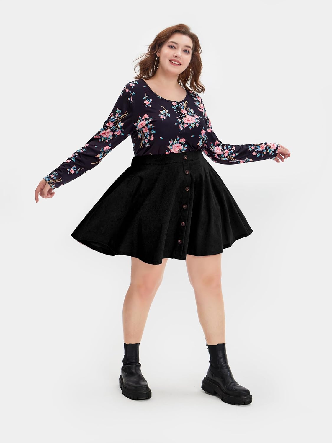 TIYOMI Plus Size Skirts for Curvy Women Basic Versatile Stretchy Elastic Waist Flared Casual A Line Pleated Mini Skirt XL-5XL - Image 7